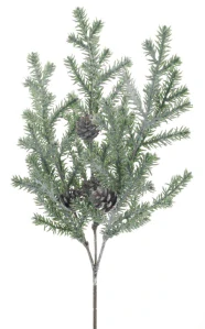 Jedlová větev se šiškami ojíněná zelená V49 cm