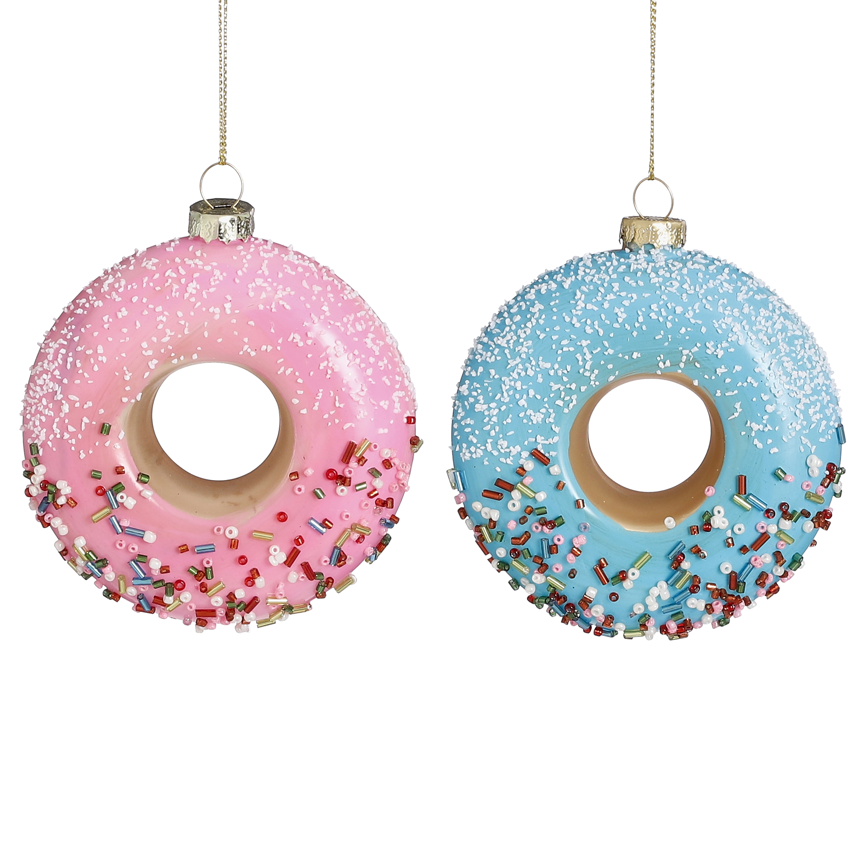 Ornament donut růžový / modrý 2 druhy V3,5, P9 cm