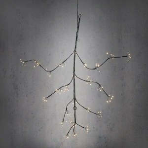 B - Větev černá, klasická bílá, 125 LED, IP44, na baterie s časovačem - d90xš80xv2cm