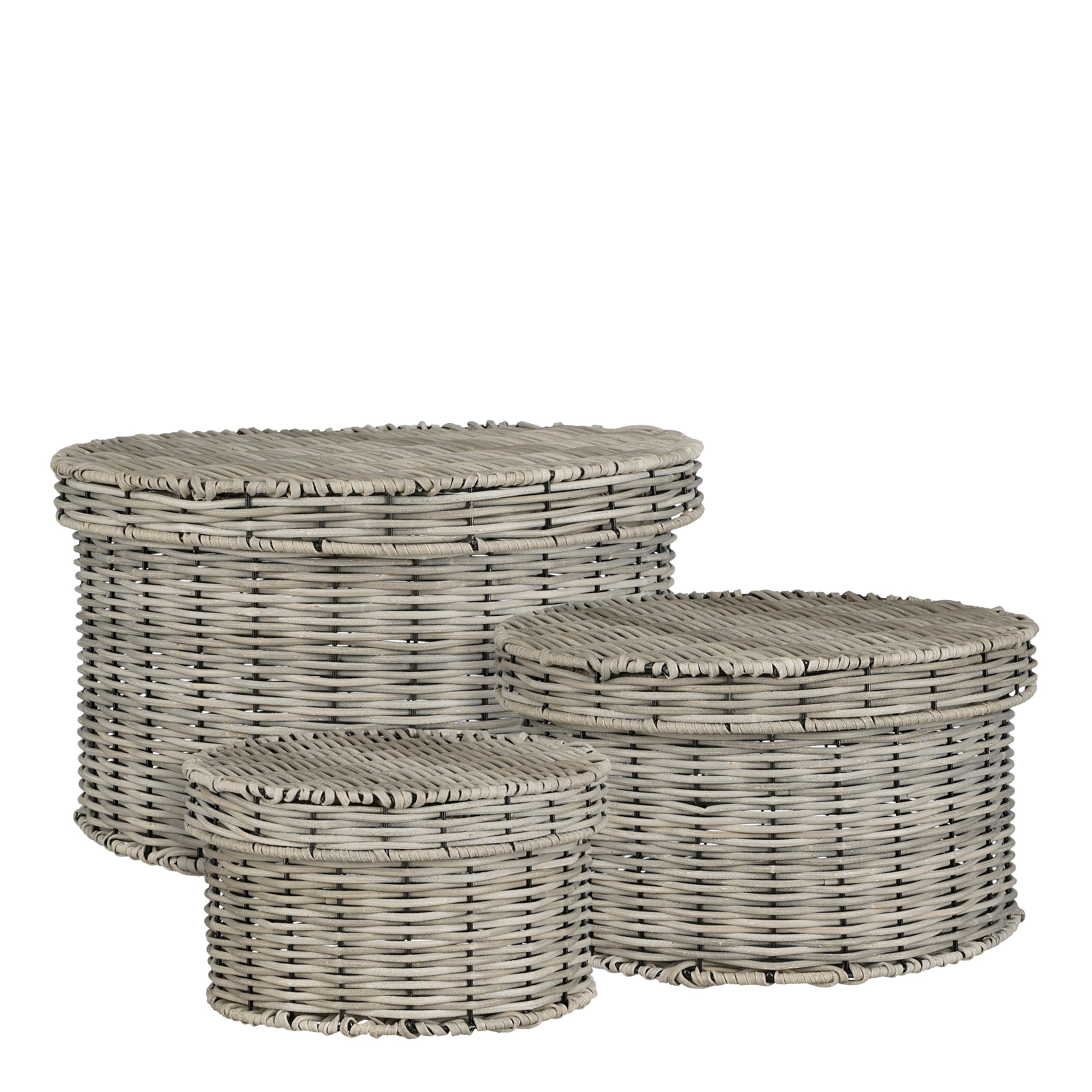 Úložný koš Liam kulatý z recyklovaného polyesteru, šedý - v 17 x p 30 cm
