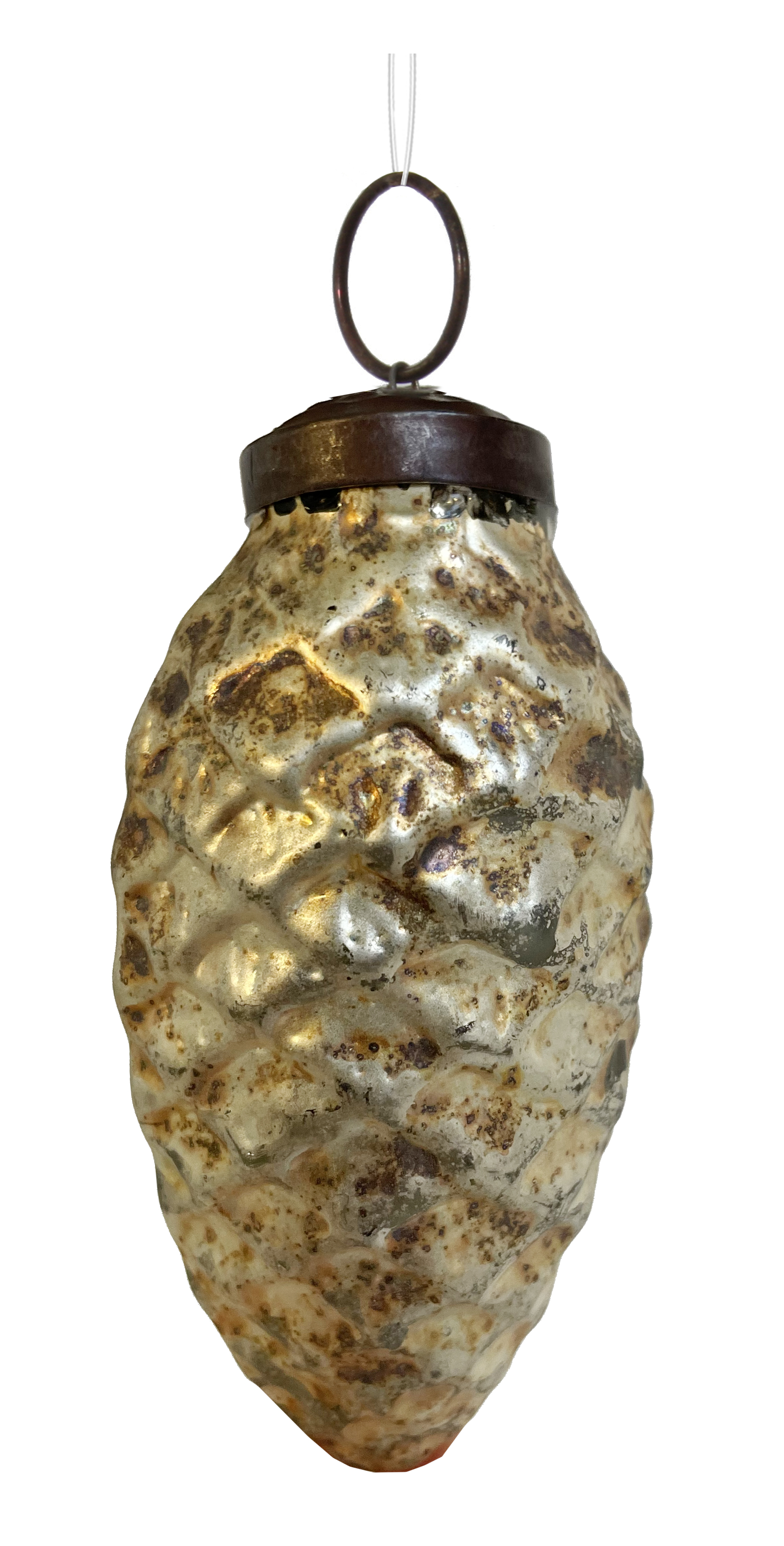 Vánoční ozdoba - Skleněný kužel, matné zlato, 8 cm