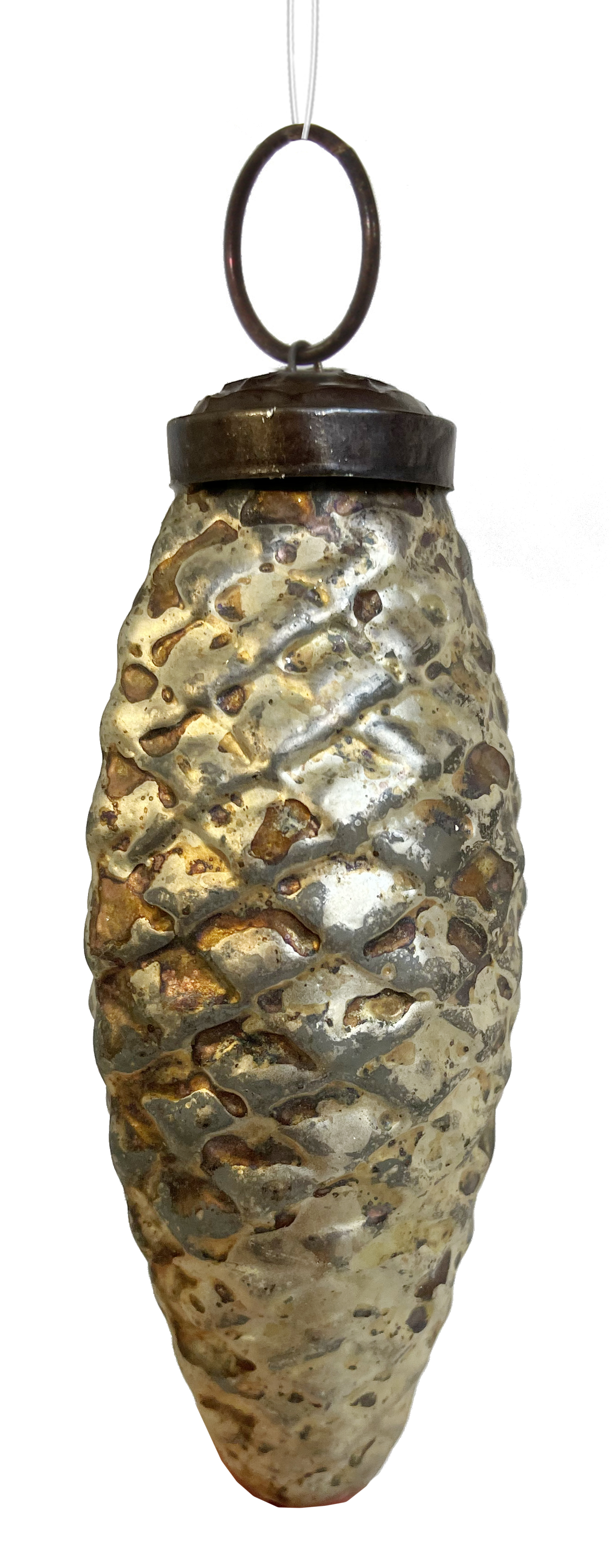 Vánoční ozdoba - Skleněný kužel, matné zlato, 10 cm