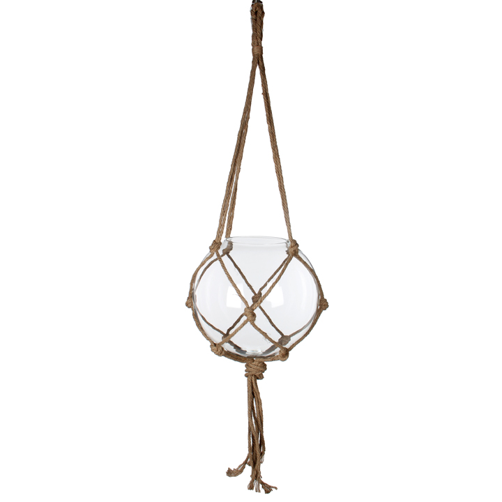 Carice ball haniging glass incl rope transp.h140x33,5cm