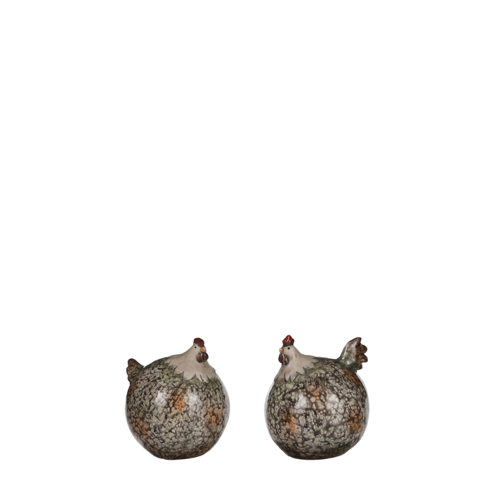 CHicken rooster brown 2 assorted 8 x 8 x10 cm