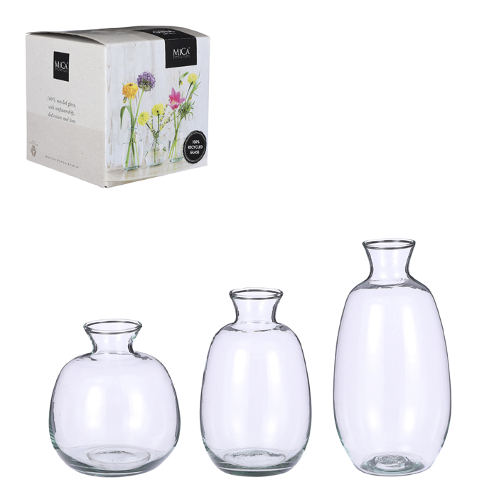Gina vase transprent 3 pieces in giftbox 17,5 x 9 cm