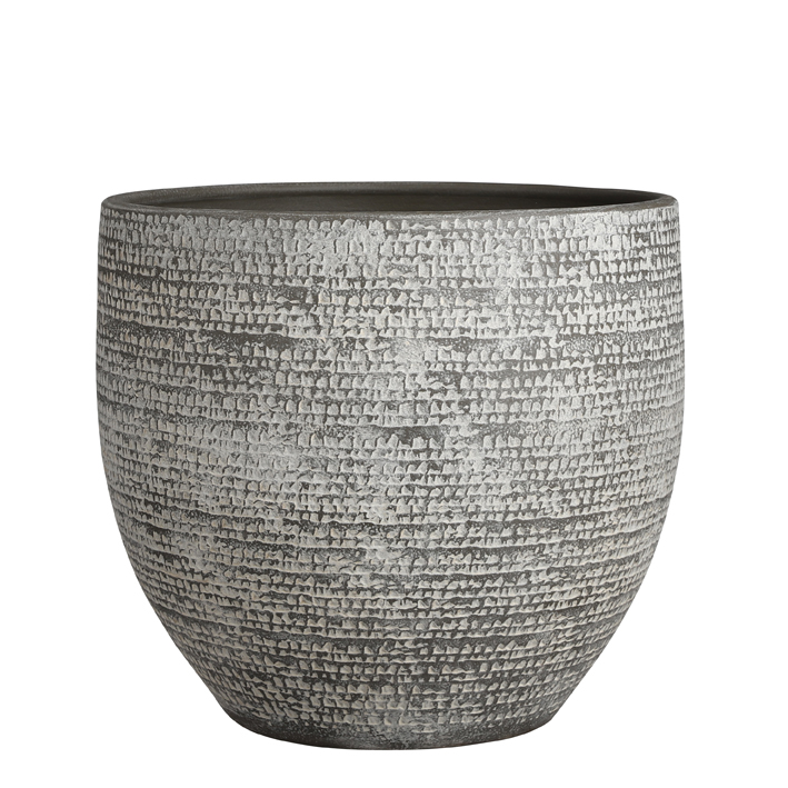 Carrie pot round grey h32xd35cm