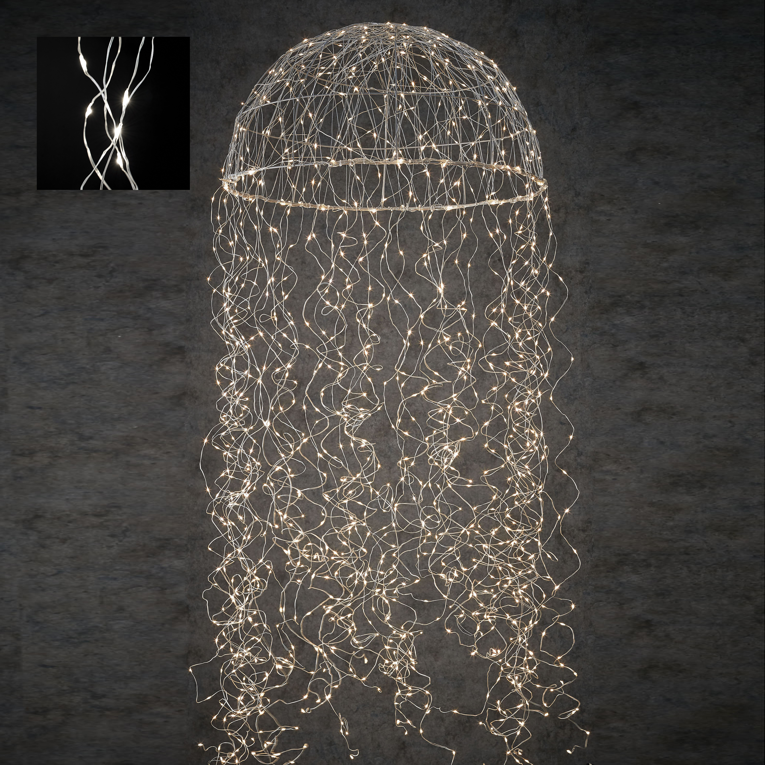Dandelion hanging silver twinkling warm white 80led IP44 30 cm
