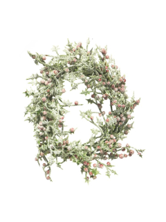 Věnec (mini holly wreath) s bobulemi (bílý-zelený) p18 cm