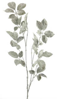 Růže list vánoční větev (spray) stříbrná V100 cm 