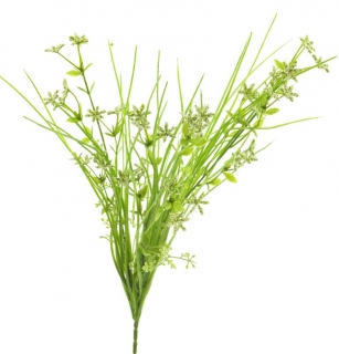 keř divokých květin s trávou krémová 43 cm